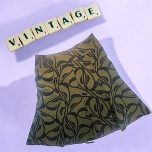 Y2K Vintage H&M A-Line Skirt Olive Black‎ Abstract Print Size 8 Womens M Medium